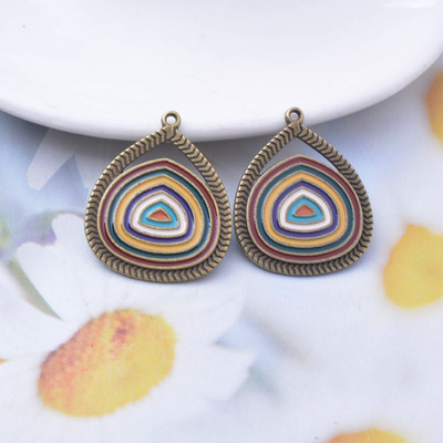 10 kom/lot 32*26 mm aluminijske emajlirane kapljice vode zlatne boje i antikne brončane privjeske