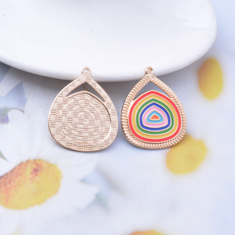 10 kom/lot 32*26 mm aluminijske emajlirane kapljice vode zlatne boje i antikne brončane privjeske