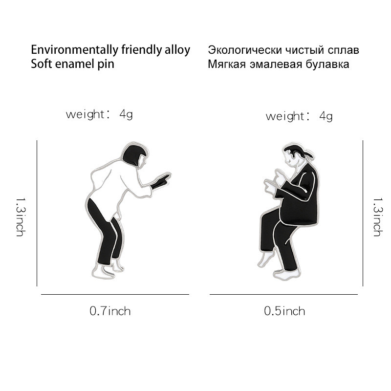 Pulp Fiction Emajl Igle prilagođene crno-bijele filmske uloge Broševi Torba Odjeća Igla za rever Bedž Nakit Poklon za obožavatelje Prijatelji