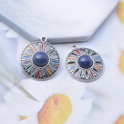 12 tk / partii 25 * 29 mm Bohemian Style sulamist emailitud ümarad amuletid