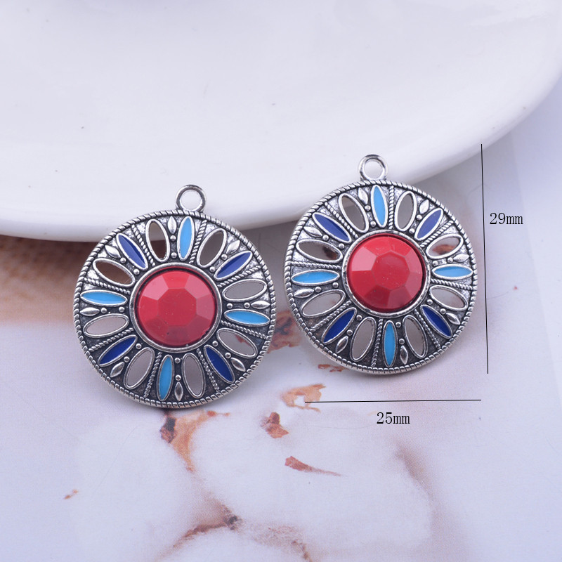 12 tk / partii 25 * 29 mm Bohemian Style sulamist emailitud ümarad amuletid