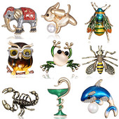 Modes, jauks, rokām darināts dzīvnieks, zilonis, varde, suns, pūce, medus bites kristāla, strālīšu pērļu kostīms, piespraudes piespraude sievietēm, rotaslietas dāvana