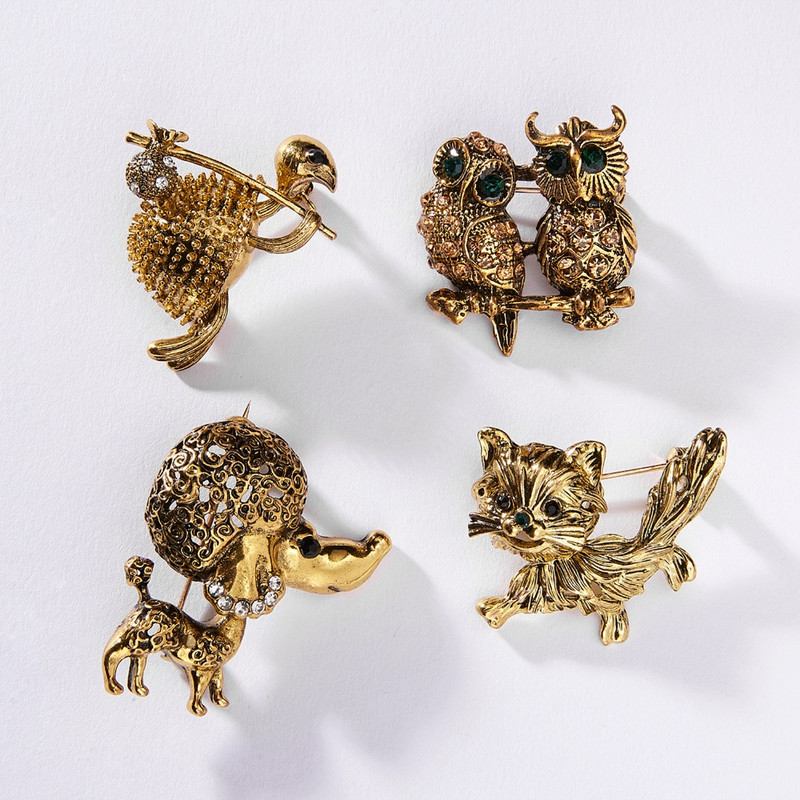 RINHOO Životinja Broš Dekoracija Odjevni predmet Koržaž Rhinestones Sova Mačka Morski konjić Plivanje Hipokampus Žene Muškarci Nakit Broševi Igle