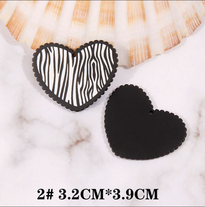 4 gab akrila melna sirds piekariņi rotaslietas aksesuāri kvadrātveida auskaru DIY kulonu sastāvdaļas