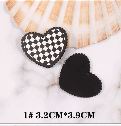 4 gab akrila melna sirds piekariņi rotaslietas aksesuāri kvadrātveida auskaru DIY kulonu sastāvdaļas