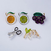 RINHOO Fashion Plants Fruit Green Lemon Angel Wing Crystal Rhinestones Broš Pin za Ženski kostim Božićni vintage nakit