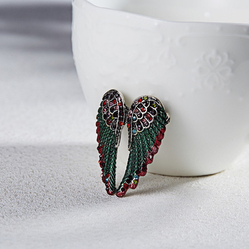 RINHOO Fashion Plants Fruit Green Lemon Angel Wing Crystal Rhinestones Broš Pin za Ženski kostim Božićni vintage nakit