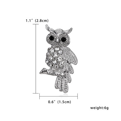 Rinhoo retro kristalno srebrni broševi sa životinjama za žene romantično vjenčanje s vještačkim kamenčićima za zabavu sova morska zvijezda jež broš igla