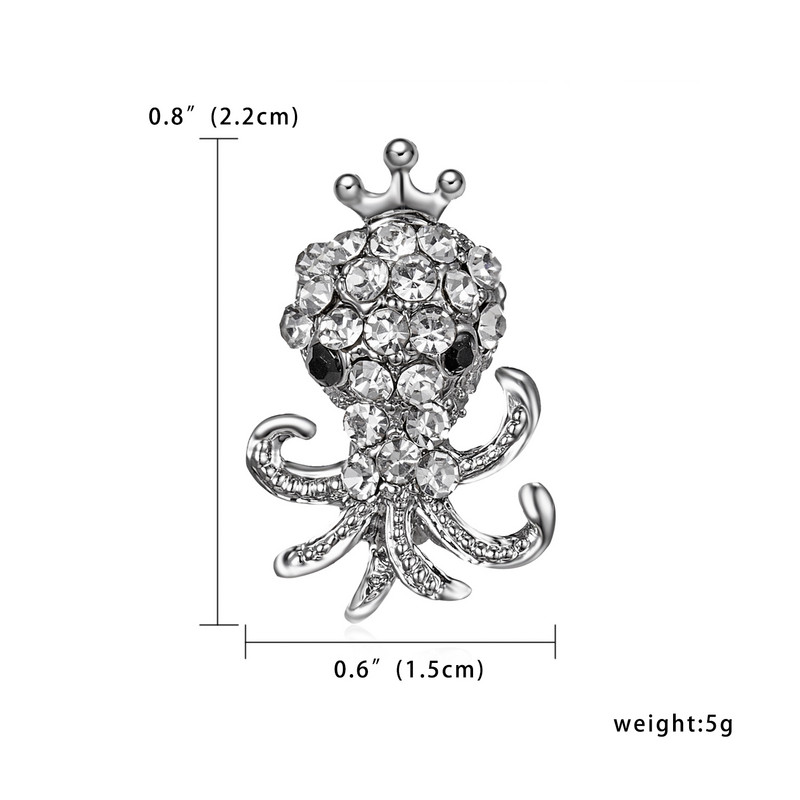 Rinhoo retro kristalno srebrni broševi sa životinjama za žene romantično vjenčanje s vještačkim kamenčićima za zabavu sova morska zvijezda jež broš igla