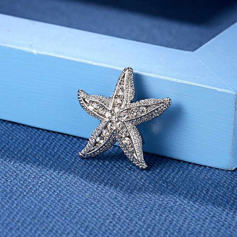 Rinhoo retro kristalno srebrni broševi sa životinjama za žene romantično vjenčanje s vještačkim kamenčićima za zabavu sova morska zvijezda jež broš igla