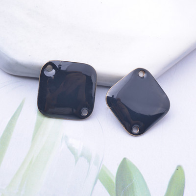 30gab Vara emaljas kvadrātveida savienotāju piekariņi Divpusēji emaljēti dubulto caurumu kulonu DIY rotaslietas auskaru izgatavošana