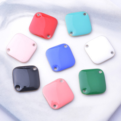 30gab Vara emaljas kvadrātveida savienotāju piekariņi Divpusēji emaljēti dubulto caurumu kulonu DIY rotaslietas auskaru izgatavošana