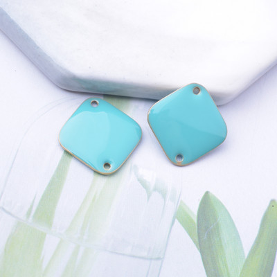 30gab Vara emaljas kvadrātveida savienotāju piekariņi Divpusēji emaljēti dubulto caurumu kulonu DIY rotaslietas auskaru izgatavošana