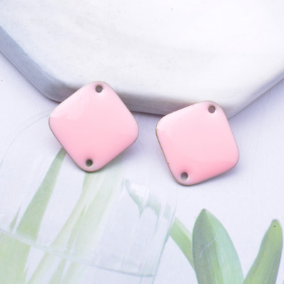 30gab Vara emaljas kvadrātveida savienotāju piekariņi Divpusēji emaljēti dubulto caurumu kulonu DIY rotaslietas auskaru izgatavošana