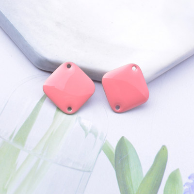 30gab Vara emaljas kvadrātveida savienotāju piekariņi Divpusēji emaljēti dubulto caurumu kulonu DIY rotaslietas auskaru izgatavošana