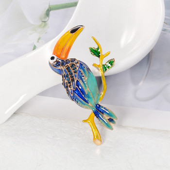 Ρετρό Parrot Bird καρφίτσες για γυναίκες Vintage κοσμήματα με σμάλτο κοσμήματα Μεγάλα αξεσουάρ καρφίτσες καρφίτσα από στρας πουλιών