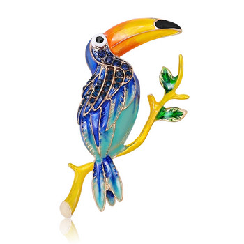 Ρετρό Parrot Bird καρφίτσες για γυναίκες Vintage κοσμήματα με σμάλτο κοσμήματα Μεγάλα αξεσουάρ καρφίτσες καρφίτσα από στρας πουλιών