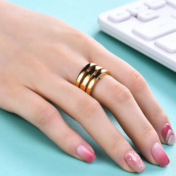 Класически пръстен с 3 пръста за жени, мода от неръждаема стомана, 3 части/комплект, годежен пръстен, сватбени дамски бижута за пръсти на едро