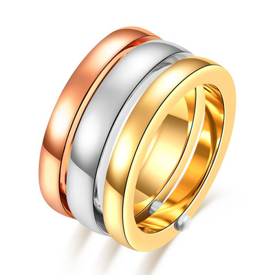 Klasisks sieviešu gredzens ar trim pirkstiem Modes nerūsējošā tērauda 3 dab./komplekts gredzens saderināšanās dāmām kāzu rotaslietas ar pirkstiem vairumtirdzniecība