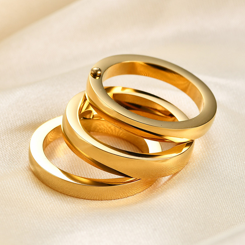 Klasisks sieviešu gredzens ar trim pirkstiem Modes nerūsējošā tērauda 3 dab./komplekts gredzens saderināšanās dāmām kāzu rotaslietas ar pirkstiem vairumtirdzniecība