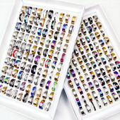 100 τμχ/Παρτίδα Δαχτυλίδια από ανοξείδωτο ατσάλι για άνδρες και γυναίκες Μικτό δαχτυλίδι γούρι μόδας κοσμήματα αξεσουάρ δώρο για πάρτι