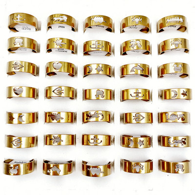 100 τμχ/Παρτίδα Δαχτυλίδια από ανοξείδωτο ατσάλι για άνδρες και γυναίκες Μικτό δαχτυλίδι γούρι μόδας κοσμήματα αξεσουάρ δώρο για πάρτι