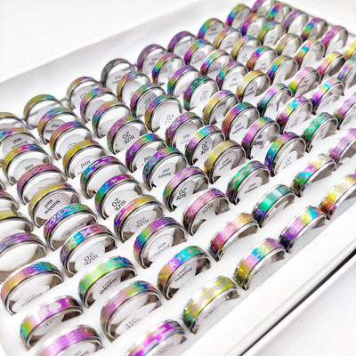 100 τμχ/Παρτίδα Δαχτυλίδια από ανοξείδωτο ατσάλι για άνδρες και γυναίκες Μικτό δαχτυλίδι γούρι μόδας κοσμήματα αξεσουάρ δώρο για πάρτι