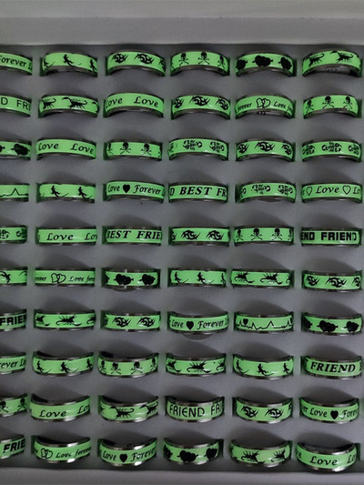 100 τμχ/Παρτίδα Δαχτυλίδια από ανοξείδωτο ατσάλι για άνδρες και γυναίκες Μικτό δαχτυλίδι γούρι μόδας κοσμήματα αξεσουάρ δώρο για πάρτι