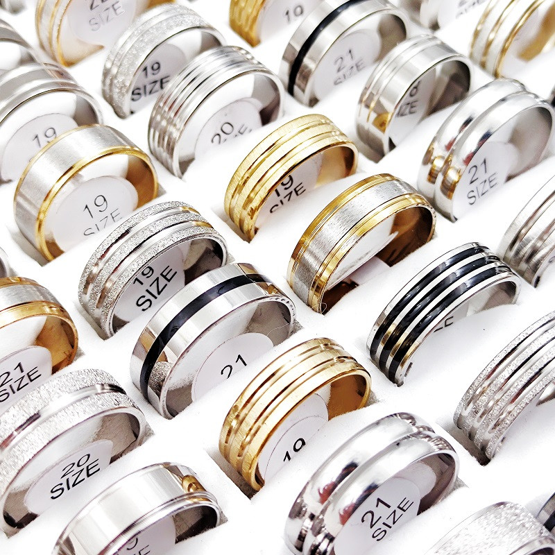 100 τμχ/Παρτίδα Δαχτυλίδια από ανοξείδωτο ατσάλι για άνδρες και γυναίκες Μικτό δαχτυλίδι γούρι μόδας κοσμήματα αξεσουάρ δώρο για πάρτι