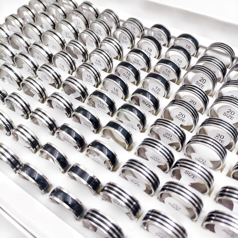 100 τμχ/Παρτίδα Δαχτυλίδια από ανοξείδωτο ατσάλι για άνδρες και γυναίκες Μικτό δαχτυλίδι γούρι μόδας κοσμήματα αξεσουάρ δώρο για πάρτι