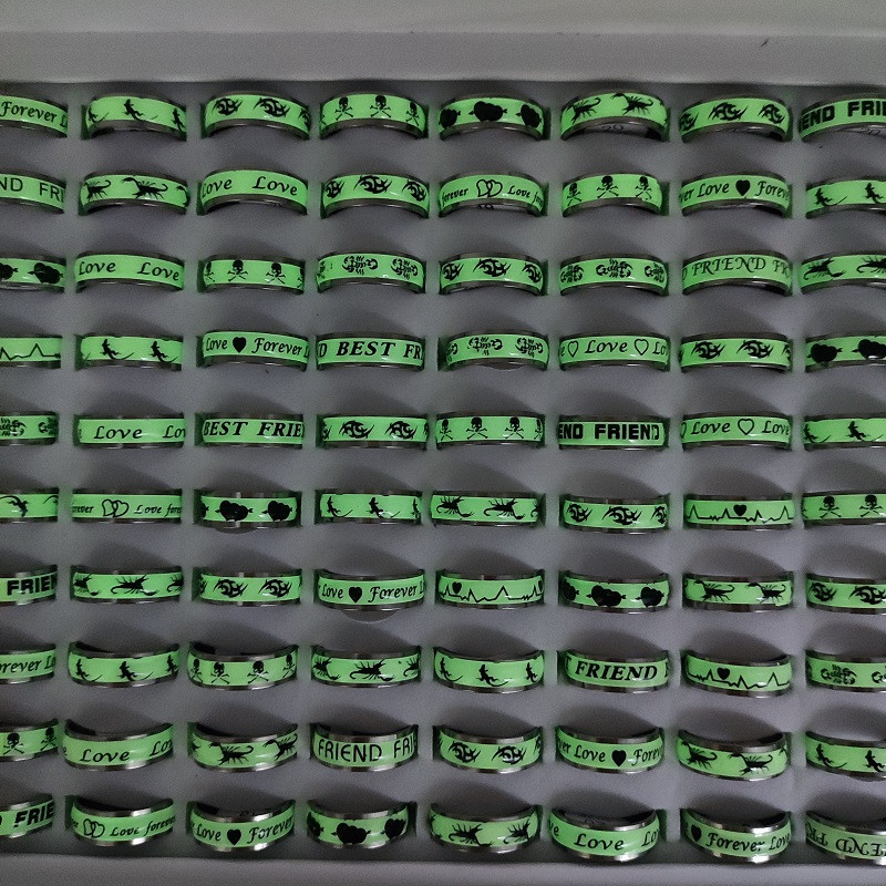 100 τμχ/Παρτίδα Δαχτυλίδια από ανοξείδωτο ατσάλι για άνδρες και γυναίκες Μικτό δαχτυλίδι γούρι μόδας κοσμήματα αξεσουάρ δώρο για πάρτι