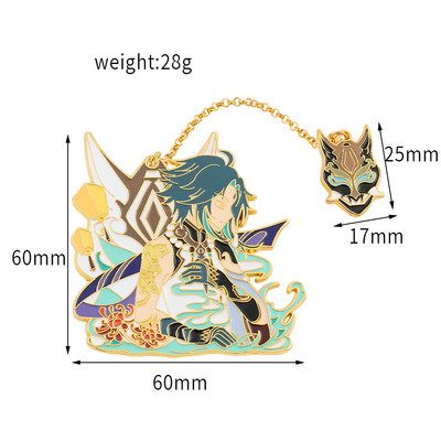 Jaunas emaljas piespraudes Genshin Impact Xiao Kaedehara Kazuha Venti Piespraudes piespraudes figūra Metāla nozīmītes pogas kolekcija Suvenīru Cosplay dāvana