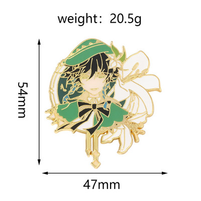 Jaunas emaljas piespraudes Genshin Impact Xiao Kaedehara Kazuha Venti Piespraudes piespraudes figūra Metāla nozīmītes pogas kolekcija Suvenīru Cosplay dāvana
