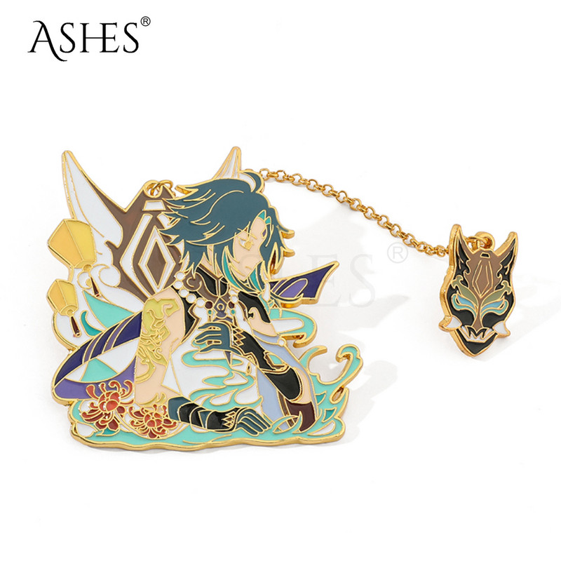 Jaunas emaljas piespraudes Genshin Impact Xiao Kaedehara Kazuha Venti Piespraudes piespraudes figūra Metāla nozīmītes pogas kolekcija Suvenīru Cosplay dāvana