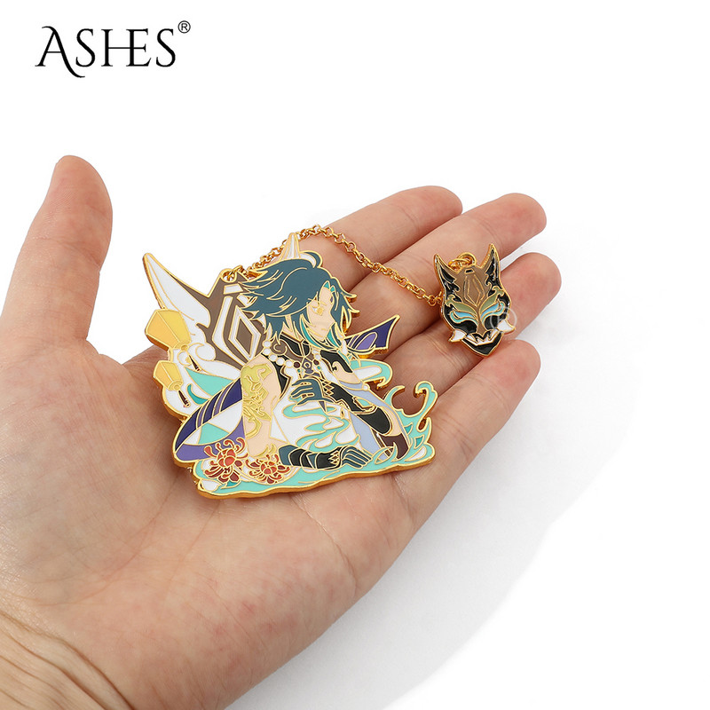 Jaunas emaljas piespraudes Genshin Impact Xiao Kaedehara Kazuha Venti Piespraudes piespraudes figūra Metāla nozīmītes pogas kolekcija Suvenīru Cosplay dāvana