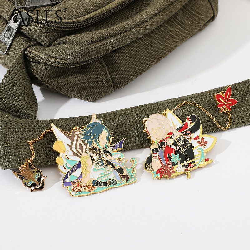 Jaunas emaljas piespraudes Genshin Impact Xiao Kaedehara Kazuha Venti Piespraudes piespraudes figūra Metāla nozīmītes pogas kolekcija Suvenīru Cosplay dāvana