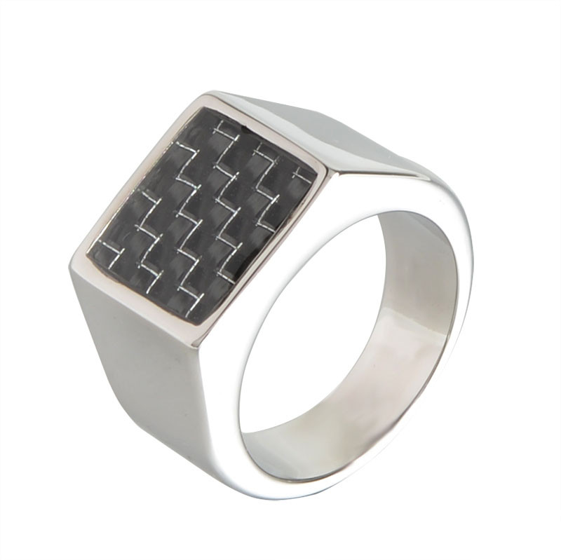 Novi dolazak Zlatno/srebrne boje kvadrata od ugljičnih vlakana Muški nakit Prstenje od nehrđajućeg čelika Visoko uglačani pečat, jednobojna isporuka