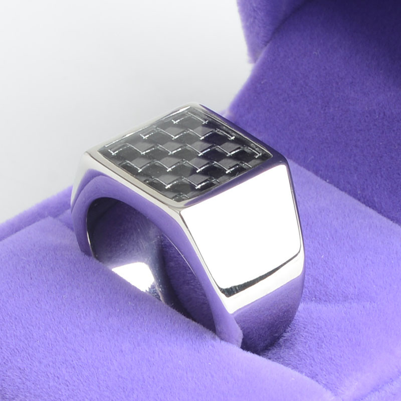 Novi dolazak Zlatno/srebrne boje kvadrata od ugljičnih vlakana Muški nakit Prstenje od nehrđajućeg čelika Visoko uglačani pečat, jednobojna isporuka