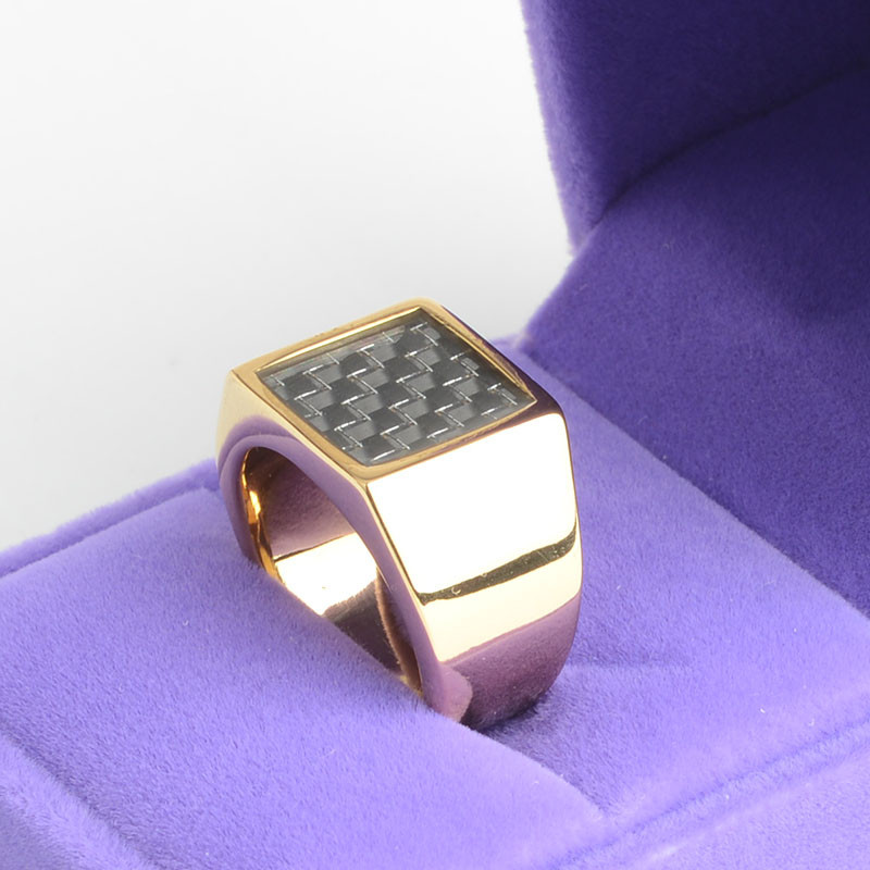 Novi dolazak Zlatno/srebrne boje kvadrata od ugljičnih vlakana Muški nakit Prstenje od nehrđajućeg čelika Visoko uglačani pečat, jednobojna isporuka