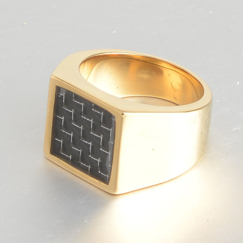 Novi dolazak Zlatno/srebrne boje kvadrata od ugljičnih vlakana Muški nakit Prstenje od nehrđajućeg čelika Visoko uglačani pečat, jednobojna isporuka