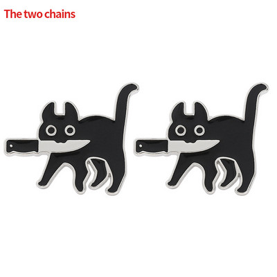 Tim za male noževe Crna mačka Šef policije sa štitnikom za nož Jedan nož Stream Crtić Animacija Emajlirana značka Dodaci Japanski sv.