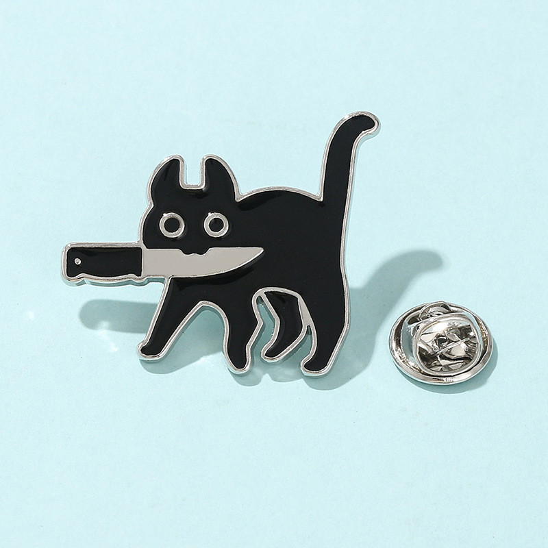 Tim za male noževe Crna mačka Šef policije sa štitnikom za nož Jedan nož Stream Crtić Animacija Emajlirana značka Dodaci Japanski sv.