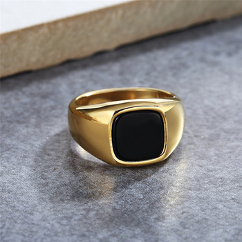 Δαχτυλίδι για άντρες, τετράγωνο δαχτυλίδι από ανοξείδωτο ατσάλι, ροζ δαχτυλίδια από μαύρο σμάλτο, Gents Jewelry Factory Χονδρική Αποστολή