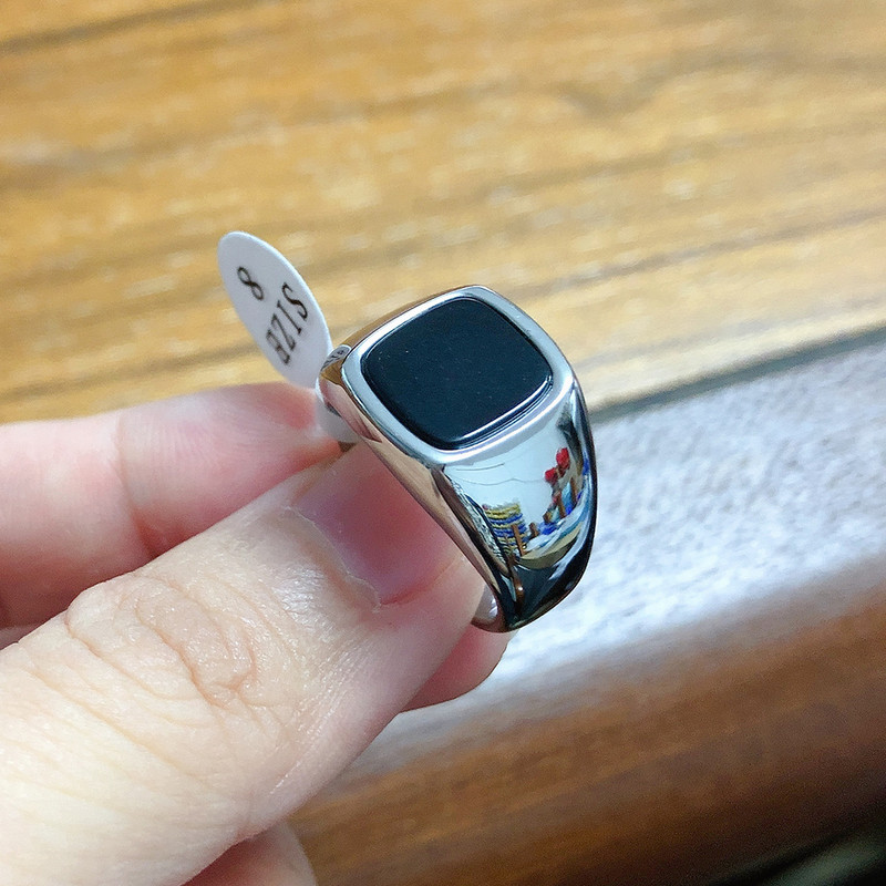 Prsten za muškarce, četvrtasti pečatni prsten od nehrđajućeg čelika, muški ružičasti prstenovi od crnog emajla, veleprodaja tvornice nakita za muškarce Drop Shipping