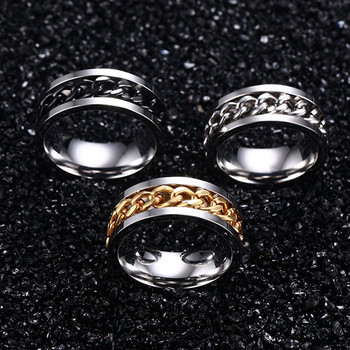 Vnox 8mm Περιστρεφόμενο δαχτυλίδι αλυσίδας για άνδρες Γυναικείο ανοξείδωτο ατσάλι Ευέλικτο σύνδεσμο περιστροφής Casual αδελφικά δαχτυλίδια Ανδρικά κοσμήματα Anel