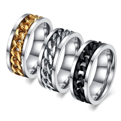 Vnox 8mm Περιστρεφόμενο δαχτυλίδι αλυσίδας για άνδρες Γυναικείο ανοξείδωτο ατσάλι Ευέλικτο σύνδεσμο περιστροφής Casual αδελφικά δαχτυλίδια Ανδρικά κοσμήματα Anel