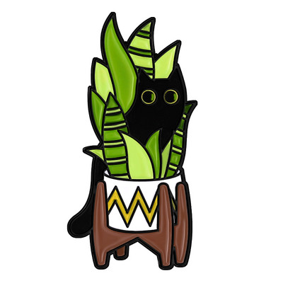 Mačke u biljkama Emajlirane pribadače Prilagođene crne mačke Broševi s biljkama u saksiji Značke za revere Zabavne životinje Biljke Nakit Poklon za djecu Prijatelji