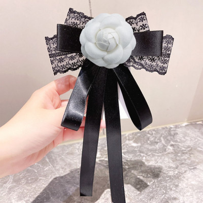 Korejas auduma mežģīņu piespraudes piespraudes Sievietēm Kristāla Rhinestone Bowtie Kaklasaite Krekls Apkakles Piespraudes Greznas rotaslietas Aksesuāri