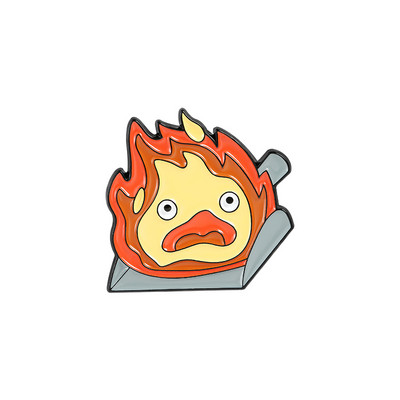 Calcifer Emajl Pin Custom Fire Elf Japanski anime broševi Anime broš značka za rever Crtić Nakit Poklon za djecu Prijatelji