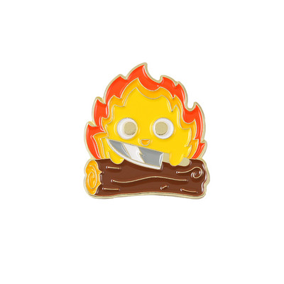 Calcifer Emajl Pin Custom Fire Elf Japanski anime broševi Anime broš značka za rever Crtić Nakit Poklon za djecu Prijatelji